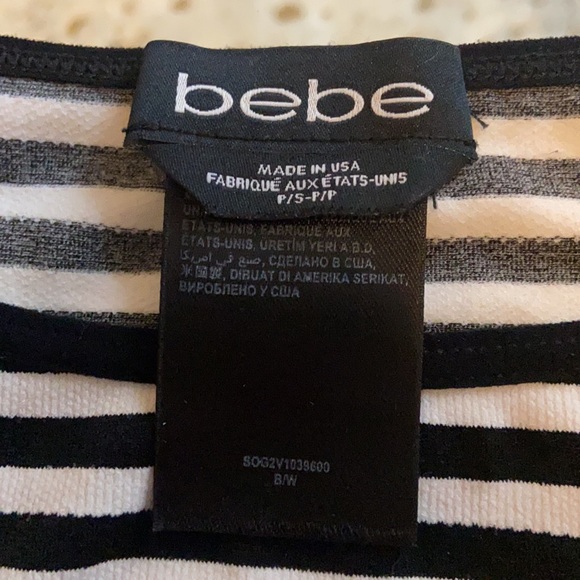 ✨Bebe ✨ black & white striped crop top with full length sleeves - Picture 5 of 5